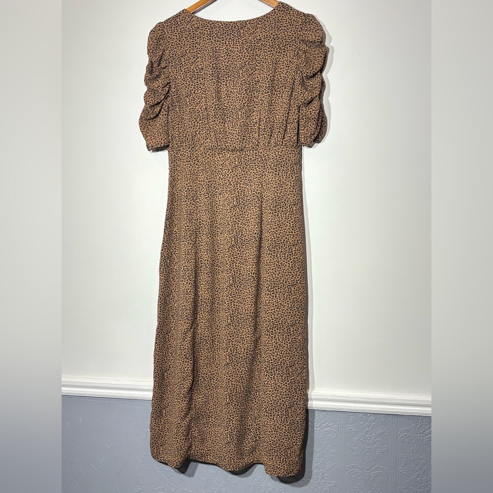 MAJORELLE Brown Printed Puff-Sleeve Midi‎ Dress - Picture 4 of 10